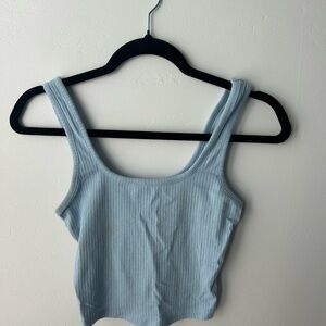 Light Blue Ribbed Tank Top